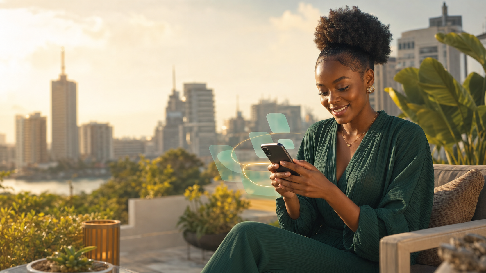 Customer comparing services on a mobile phone